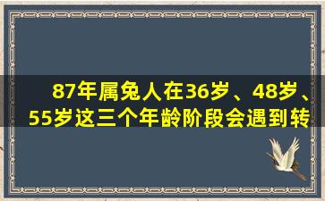 87年属兔人在36岁、48岁、55岁这三个年龄阶段会遇到转  折点，如何应  对这些转折点